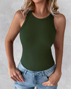 O-Neck Sleeveless Basic Slim Fit Skinny Tank Casual Top(Without Pads)