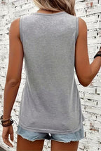 Women Round Neck Printed Sleeveless Casual Top