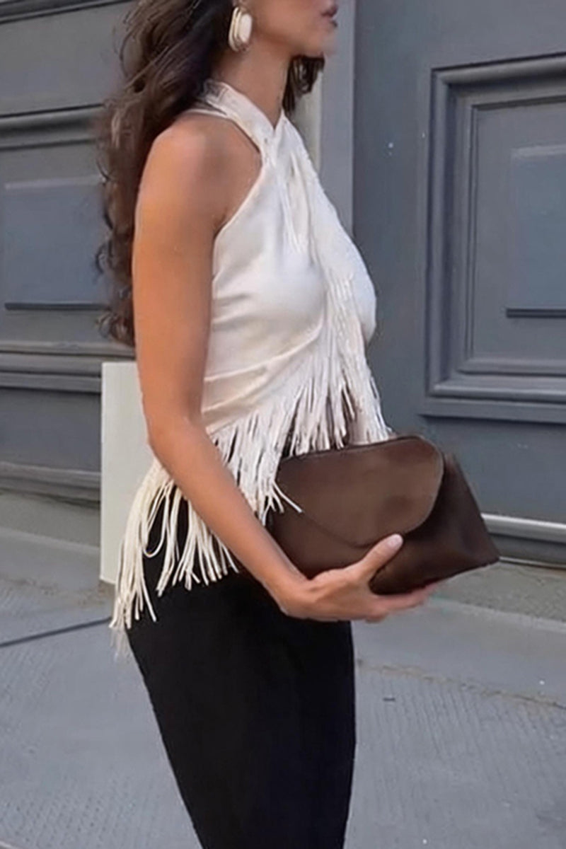 Women's Elegant Halter Drape Hem Vest