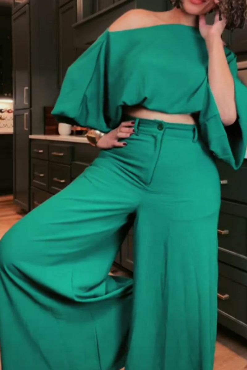Women's Loose Fitting Short Commuter Top Or Loose Wide Leg Trousers