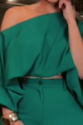Women's Loose Fitting Short Commuter Top Or Loose Wide Leg Trousers
