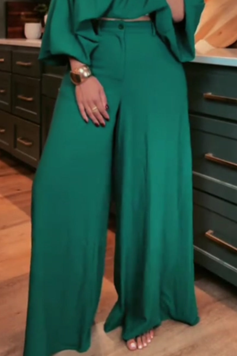 Women's Loose Fitting Short Commuter Top Or Loose Wide Leg Trousers