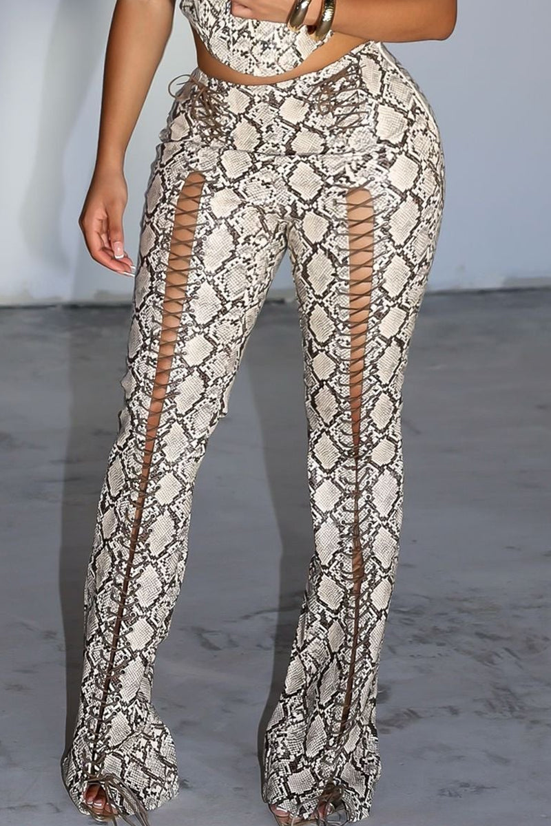 Women's Printed Strapless Button Down Cropped Party Top Or Printed Drawstring Skinny Jeans