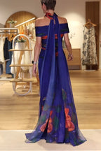 Women One-Shoulder Print Waist-Cinched Elegant Casual Maxi Dresses