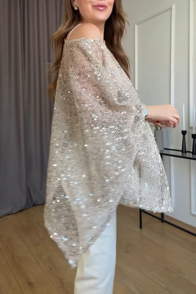Women's Casual Mesh Sequin Cover Up Top