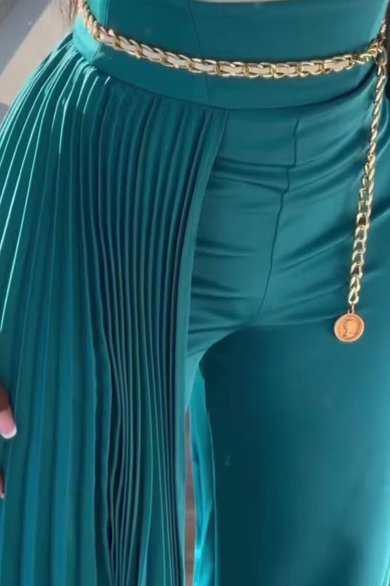 Women's Long Party Trousers With Pleated Train Detail