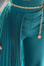 Women's Long Party Trousers With Pleated Train Detail