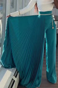 Women's Long Party Trousers With Pleated Train Detail
