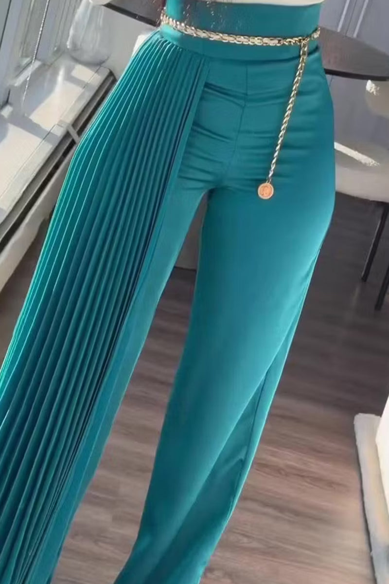 Women's Long Party Trousers With Pleated Train Detail