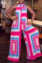 Women's Casual Pattern Print Wide Leg Jumpsuit