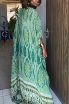 Women Long Printed Cardigan+ Wide Leg Pants Casual Set