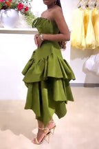 Women Neck Hanging Patchwork Irregular Solid Color Elegant Casual Dress