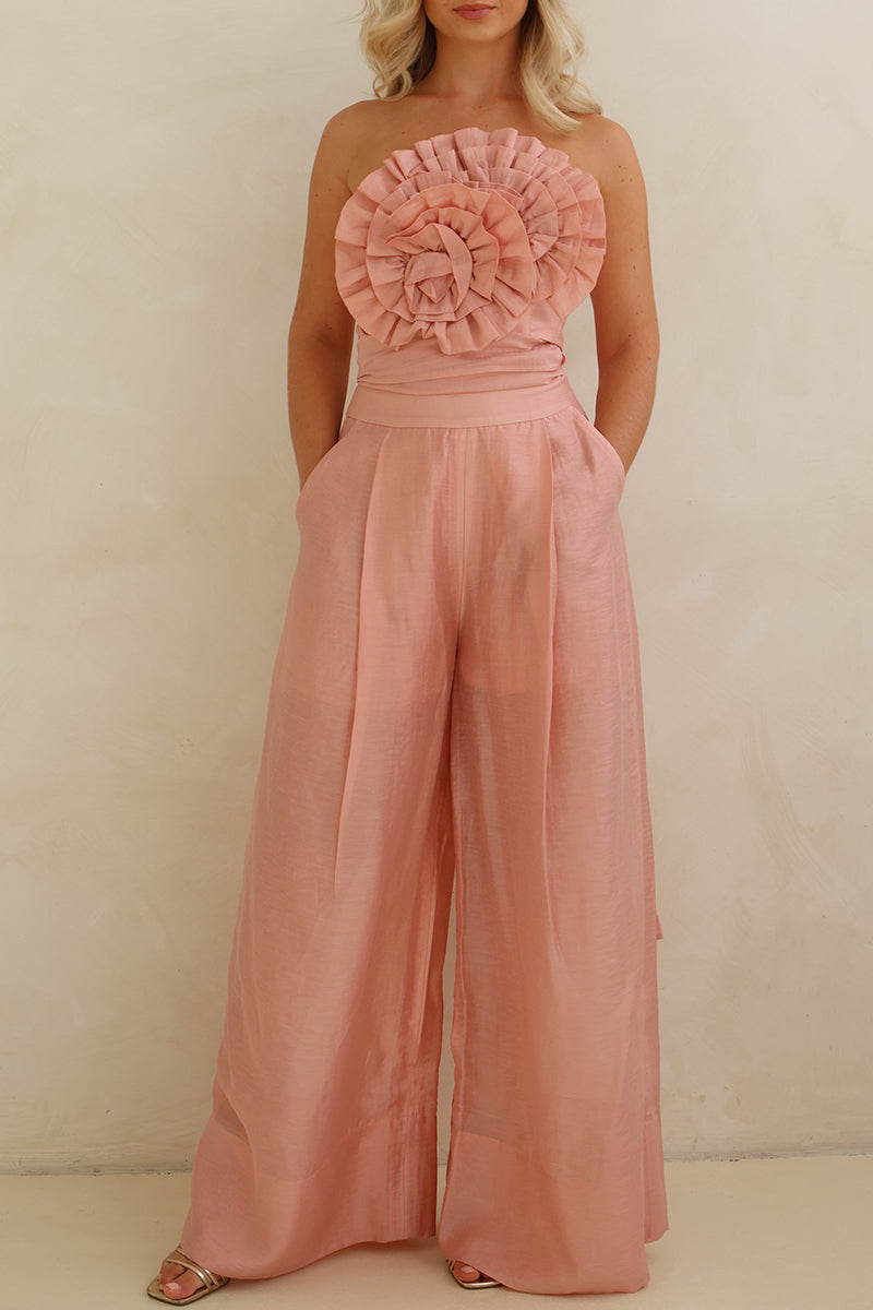 Women's Resort 3D Floral Bustier Pants Two-Piece Set