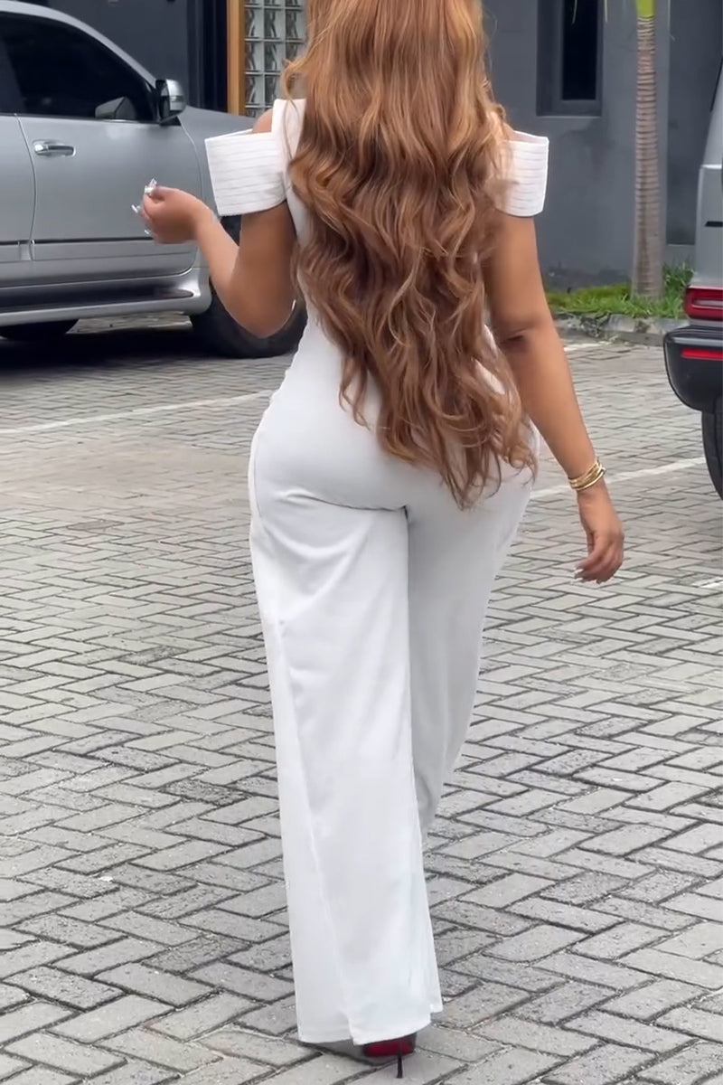 Women Round Neck Patchwork Elegant Temperament Jumpsuit