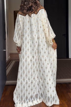 Women Round Neck Patchwork Sequin Polka Dot Elegant Temperament Maxi Dresses