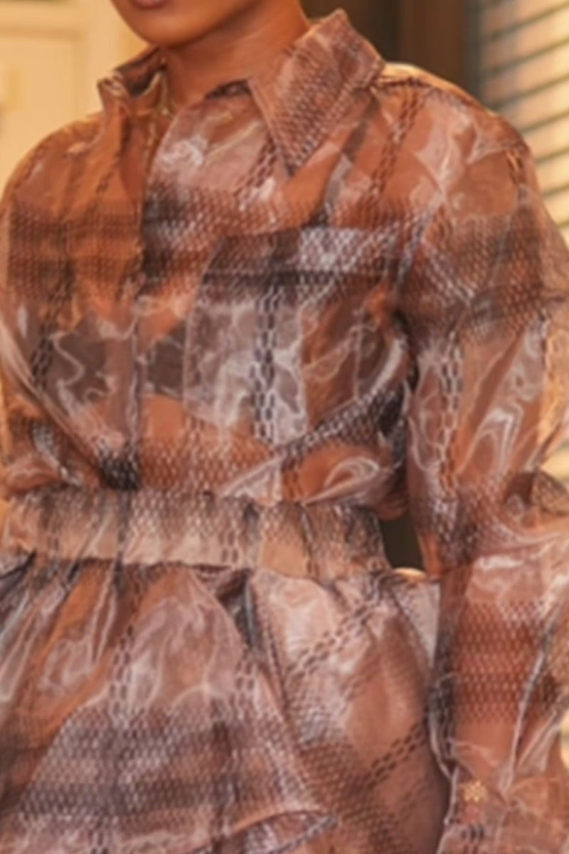Women's Printed Long Resort Style Top Or Voluminous Mini Skirt