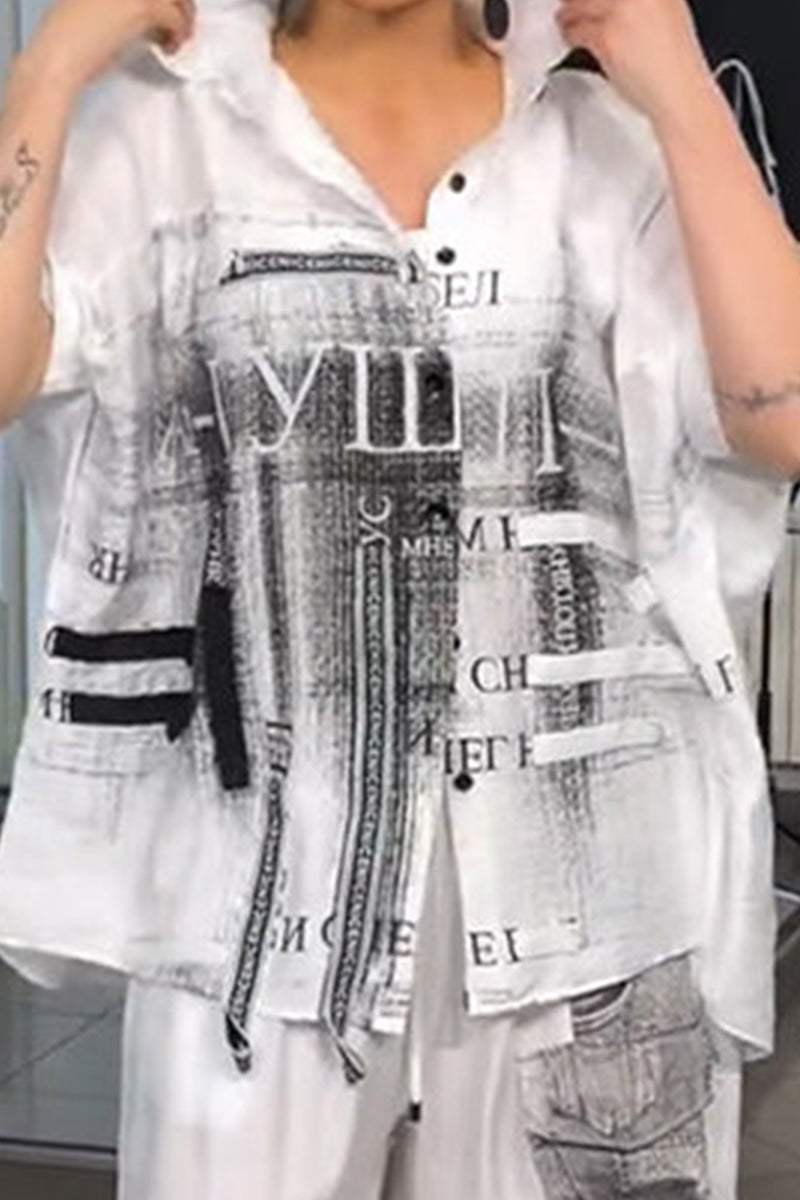 Women's Casual Loose Fit Printed Shirt Top Or Printed Loose Fitting Wide Leg Trousers