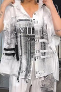 Women's Casual Loose Fit Printed Shirt Top Or Printed Loose Fitting Wide Leg Trousers