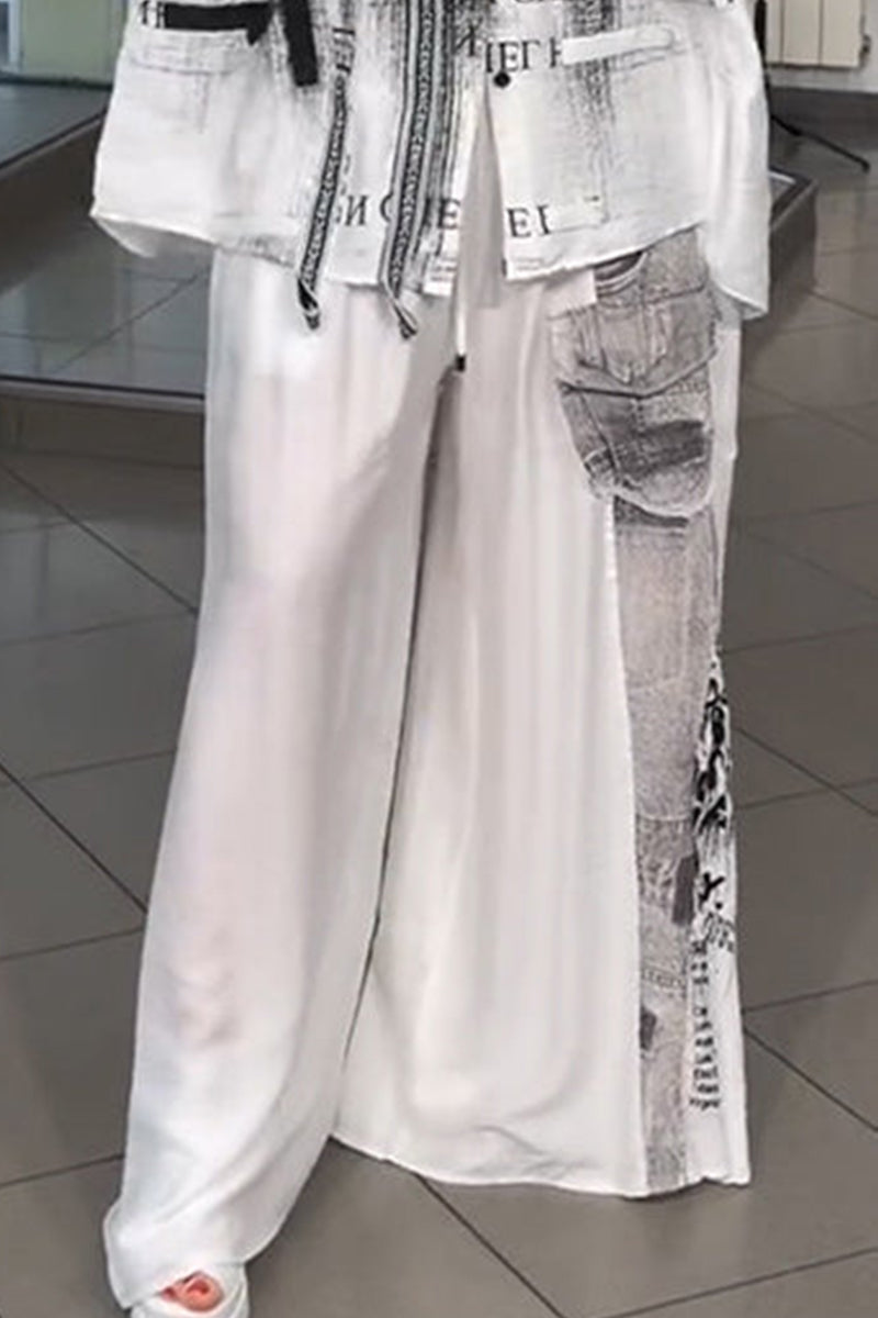 Women's Casual Loose Fit Printed Shirt Top Or Printed Loose Fitting Wide Leg Trousers