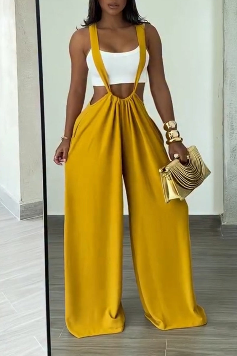 Women's Casual Adjustable Strap Wide Leg Overalls