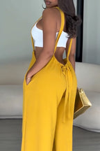 Women's Casual Adjustable Strap Wide Leg Overalls