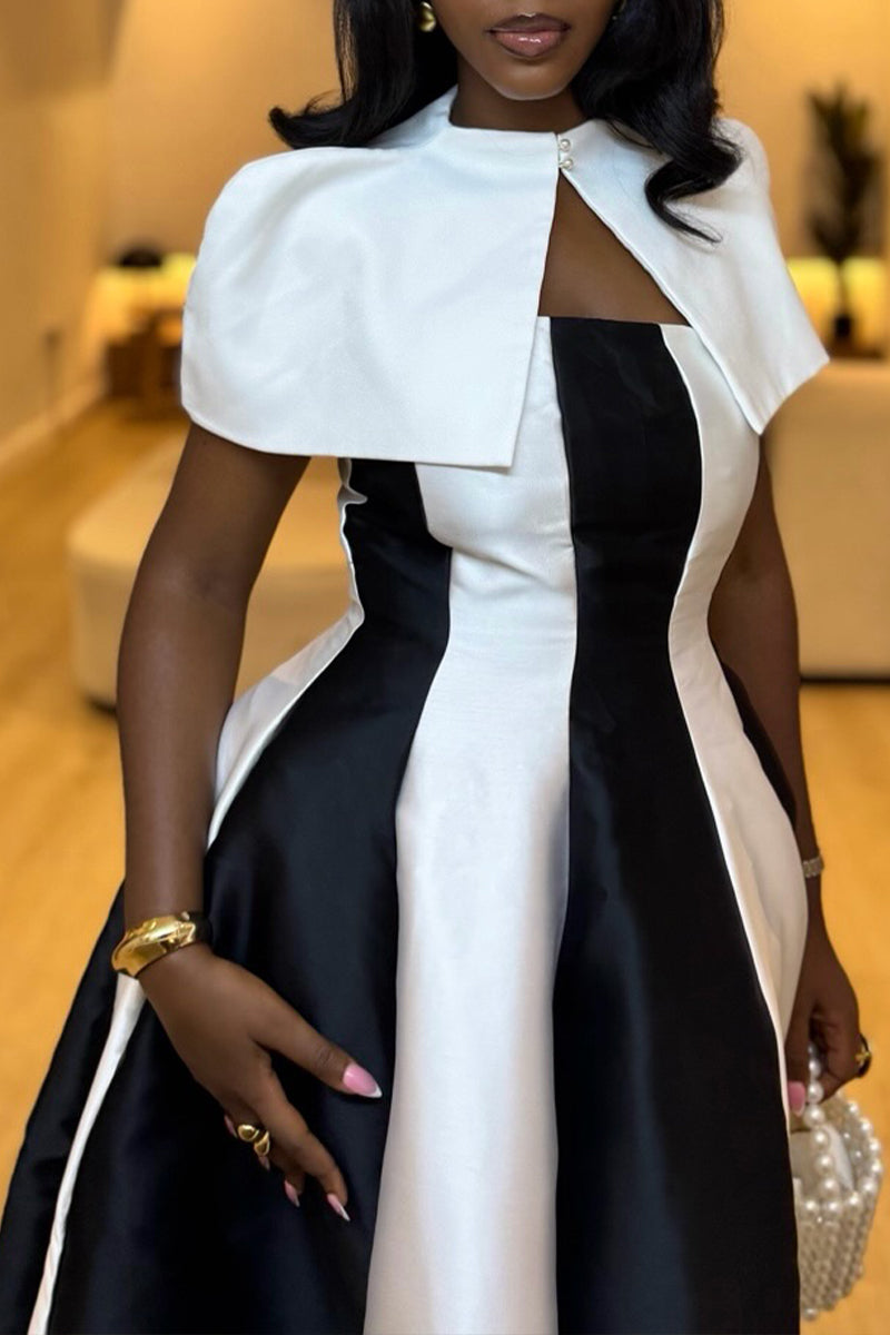 Women's Elegant Party Color Block Two Piece Maxi Dress