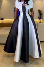 Women's Elegant Party Color Block Two Piece Maxi Dress