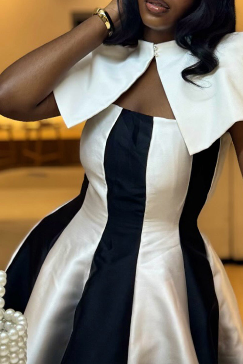 Women's Elegant Party Color Block Two Piece Maxi Dress