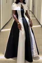 Women's Elegant Party Color Block Two Piece Maxi Dress