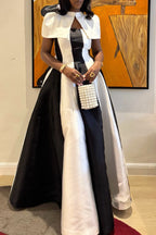 Women's Elegant Party Color Block Two Piece Maxi Dress