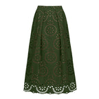 Green Scalloped Hollow Sexy One-Piece Swimsuit&Skirt