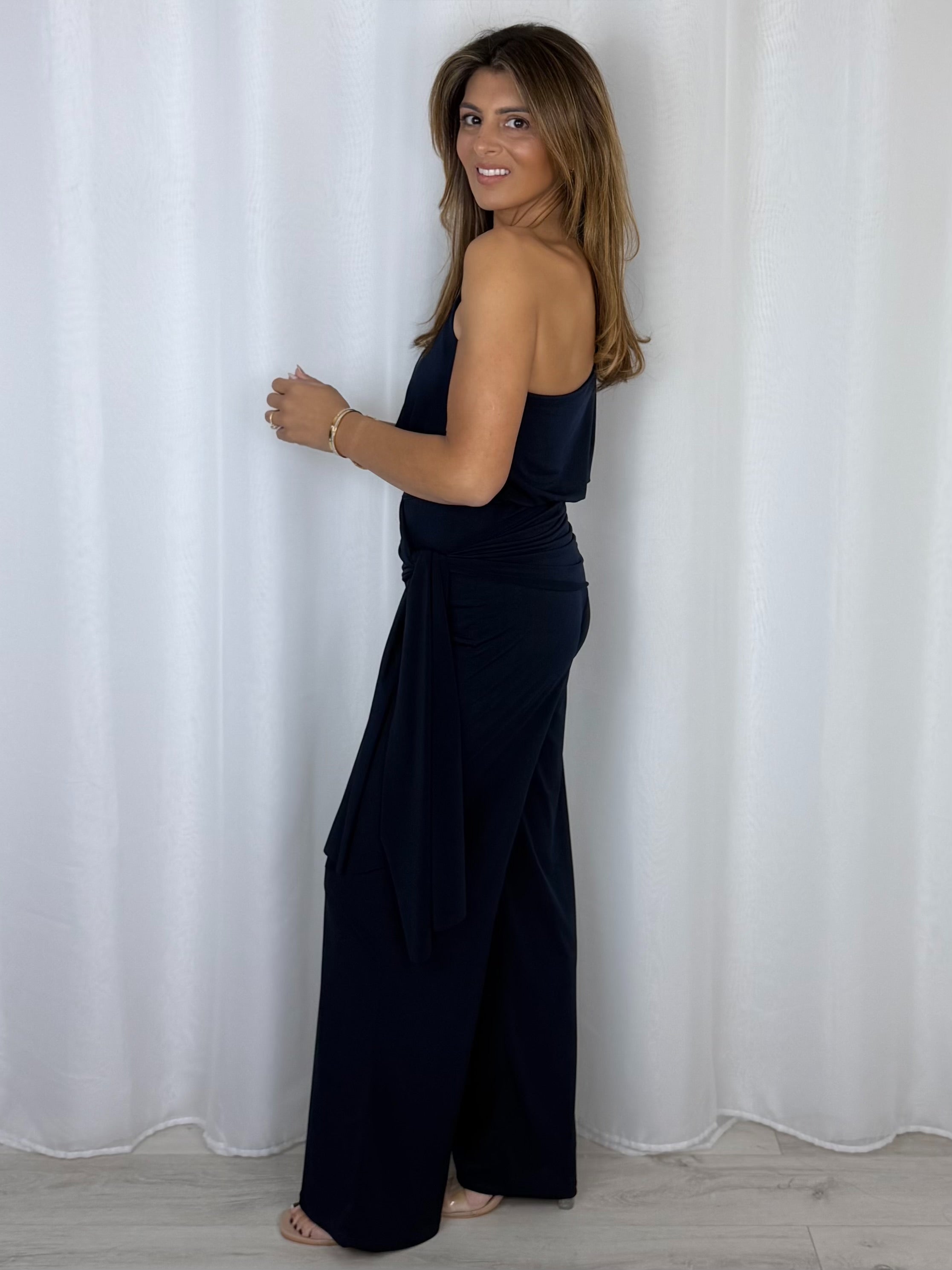 One Shoulder Draped Jumpsuit (8 Colours)