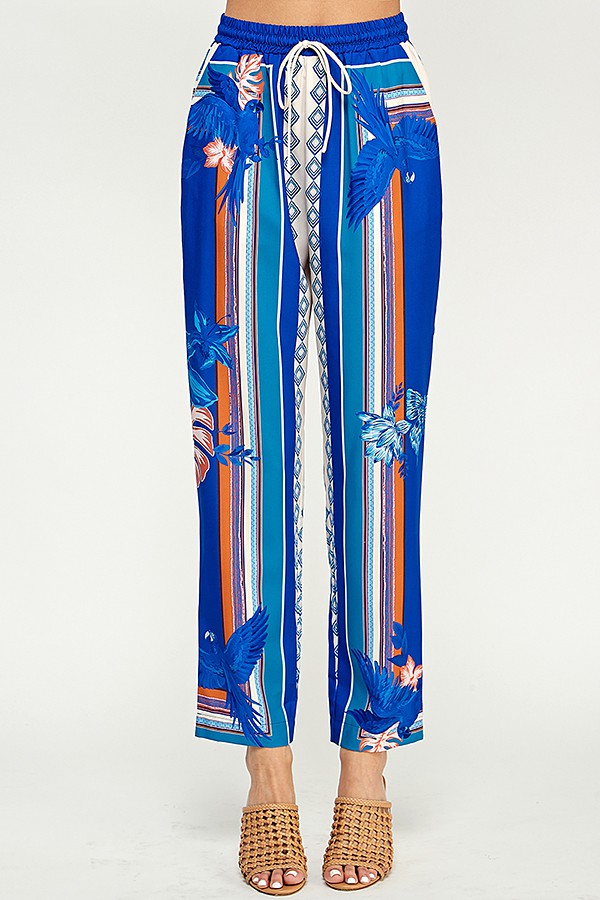 Elastic waist royal blue pants