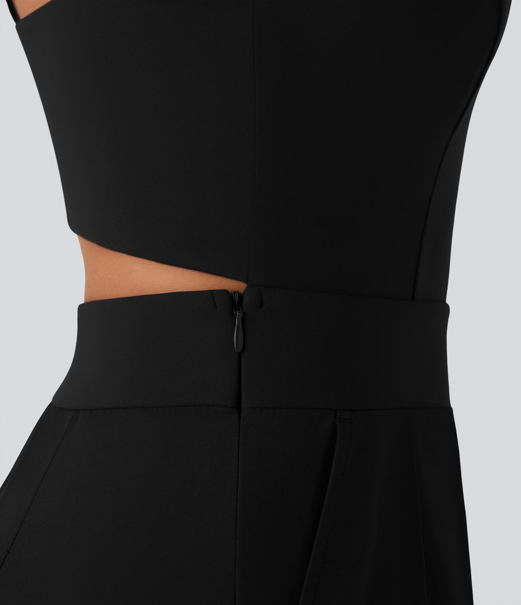 BreezefulTM Wide Leg Quick Dry Casual Slip Jumpsuit with Pockets-Easy Peezy Edition