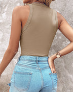 O-Neck Sleeveless Basic Slim Fit Skinny Tank Casual Top(Without Pads)