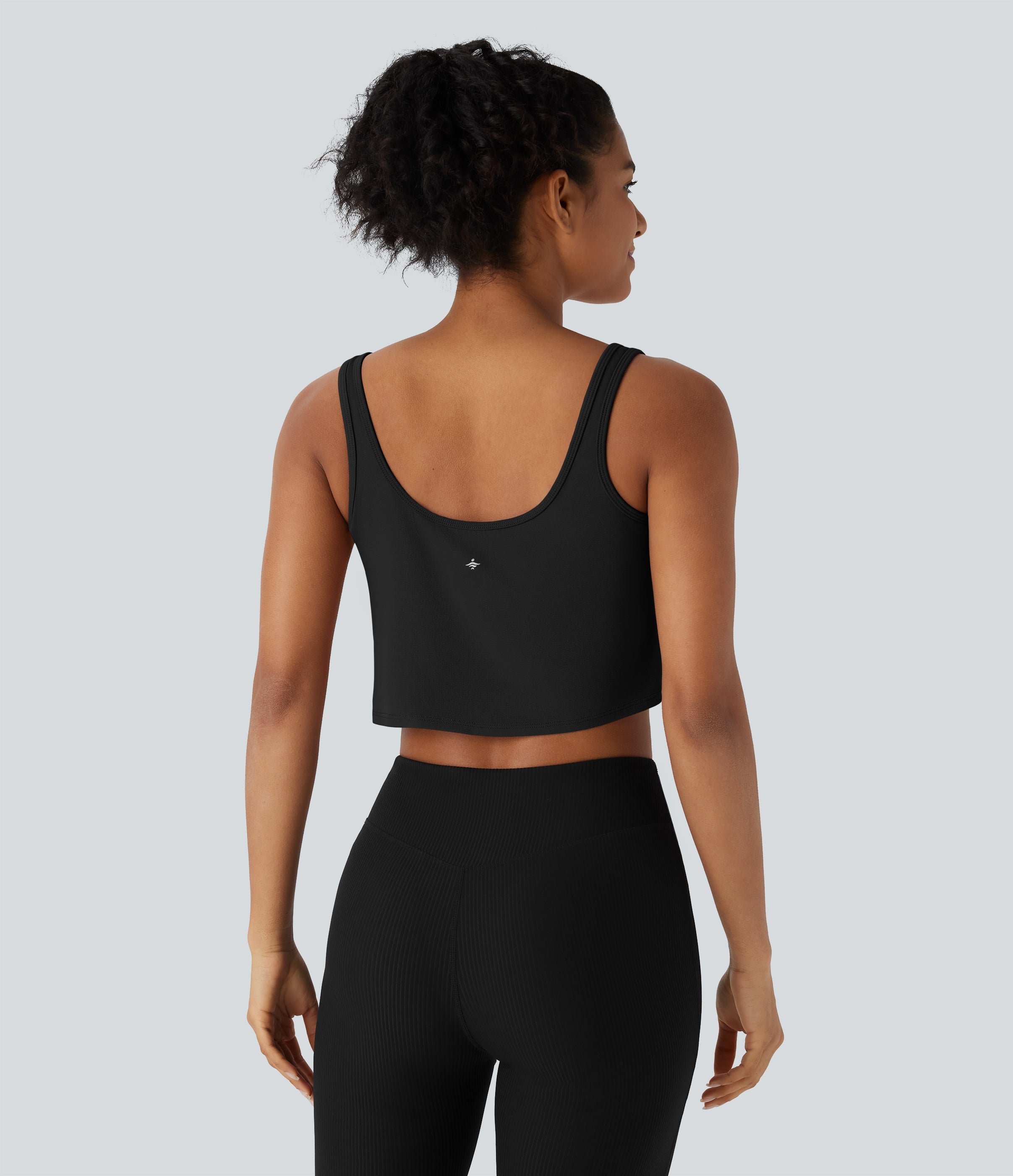 U Neck Draped Cropped Yoga Tank Top