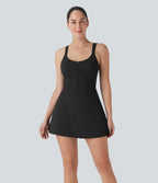 SoftlyZeroTM QuickDry Zip Corset 2-in-1 Mini Dance Active Dress with Pockets-Easy Peezy Edition