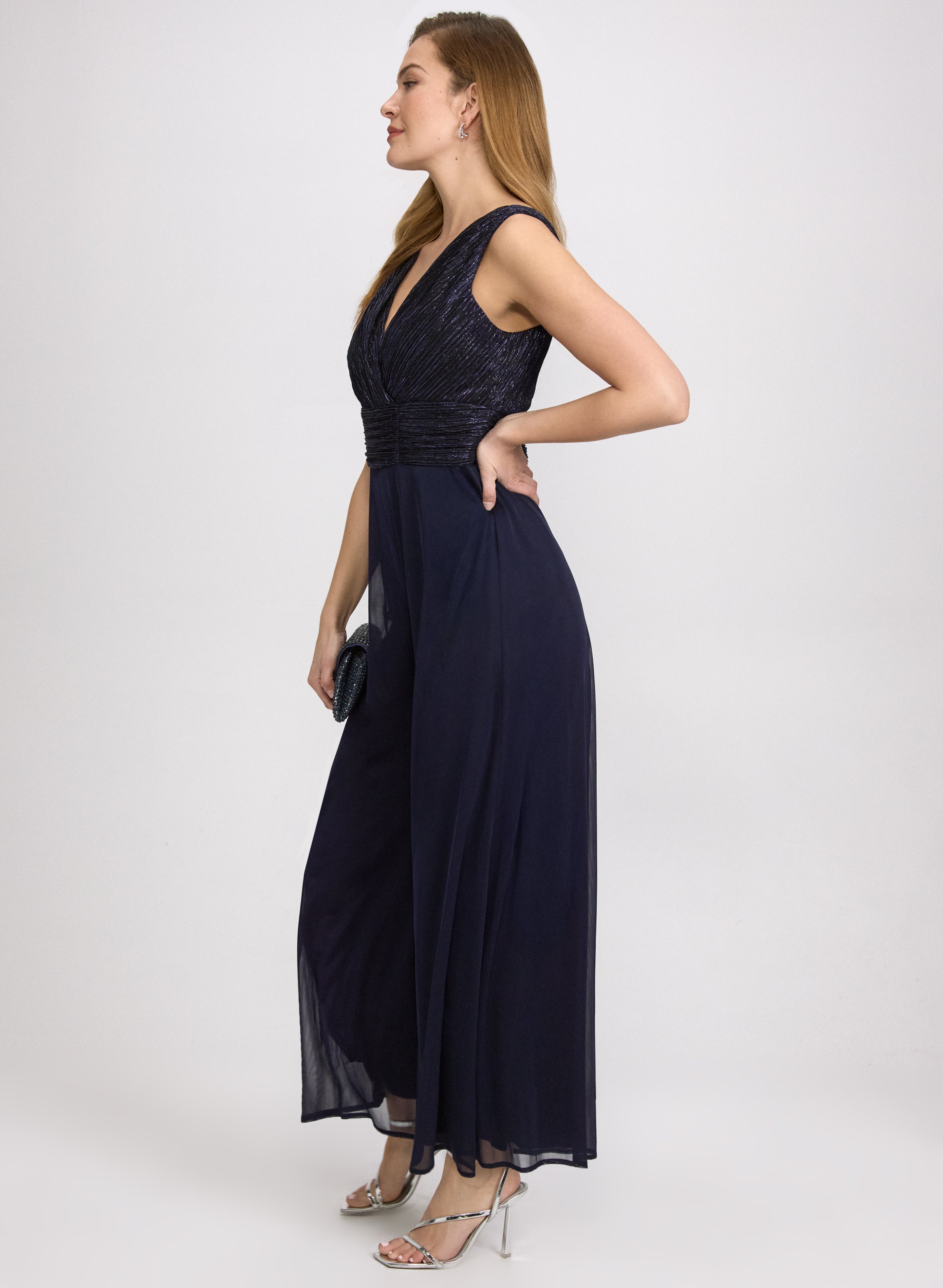 Metallic Wide-Leg Jumpsuit