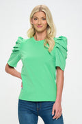 Ruffle Sleeve Green Top