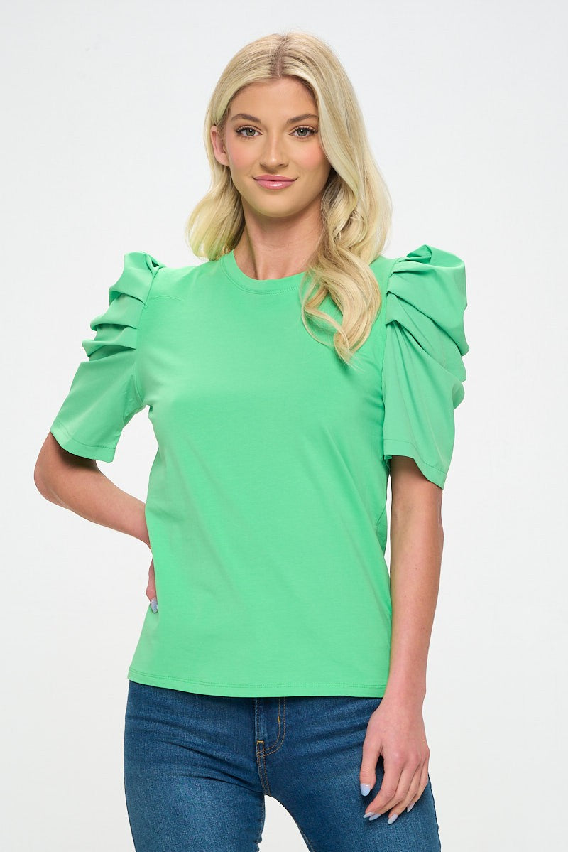 Ruffle Sleeve Green Top