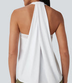 SoftlyZeroTM Airy Halter Draped Cool Touch Yoga Top-UPF50+