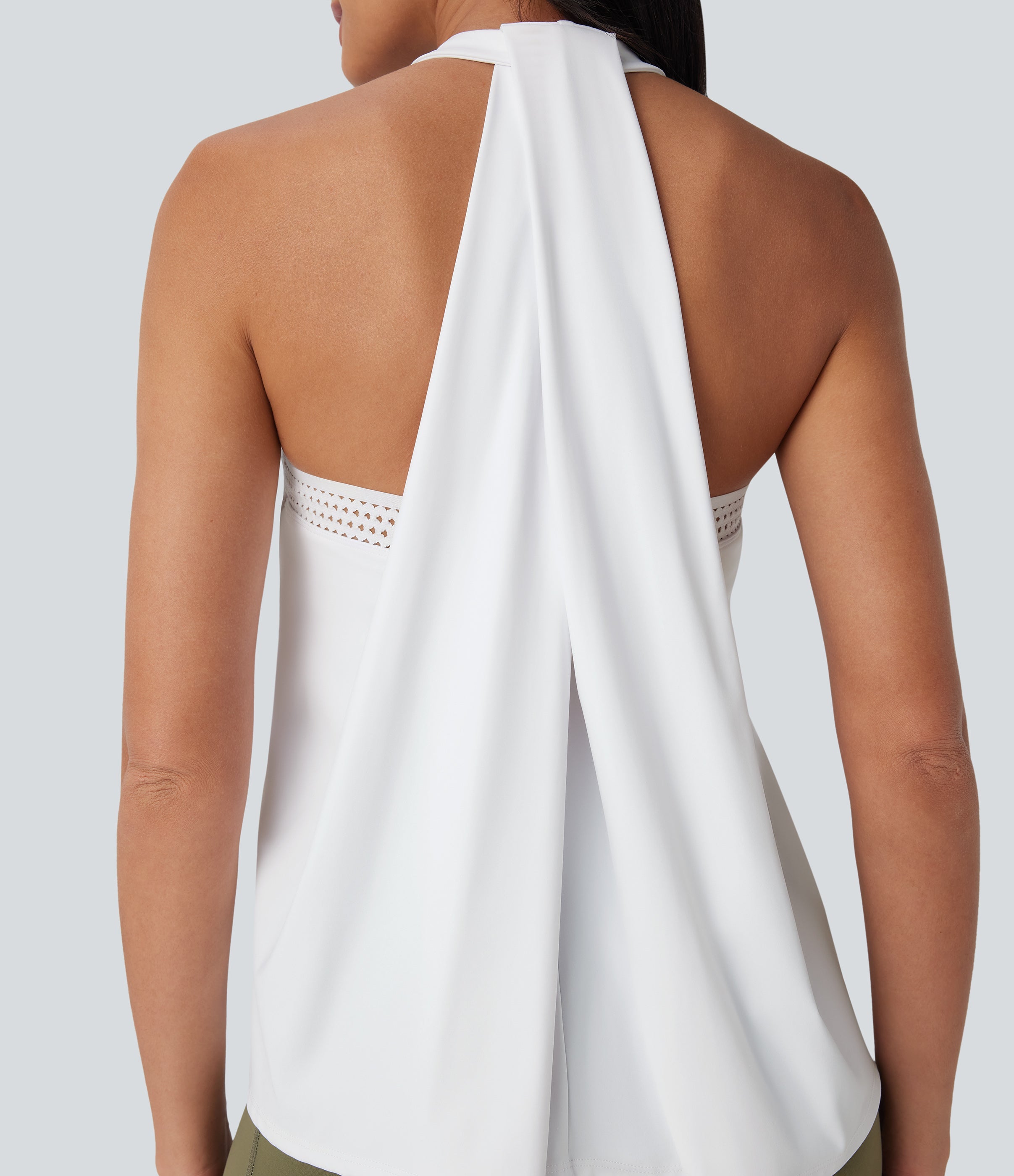 SoftlyZeroTM Airy Halter Draped Cool Touch Yoga Top-UPF50+