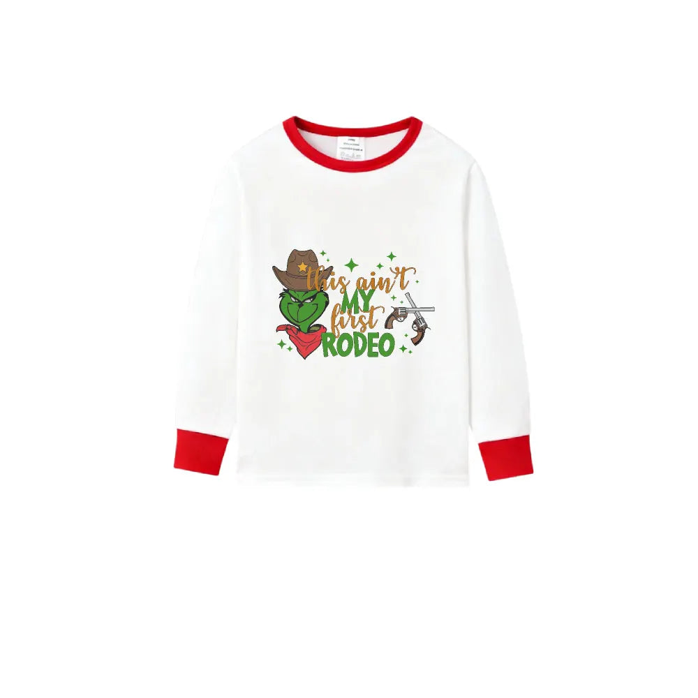 Family Christmas White Pajamas Set With Classic Funny Pattern Design