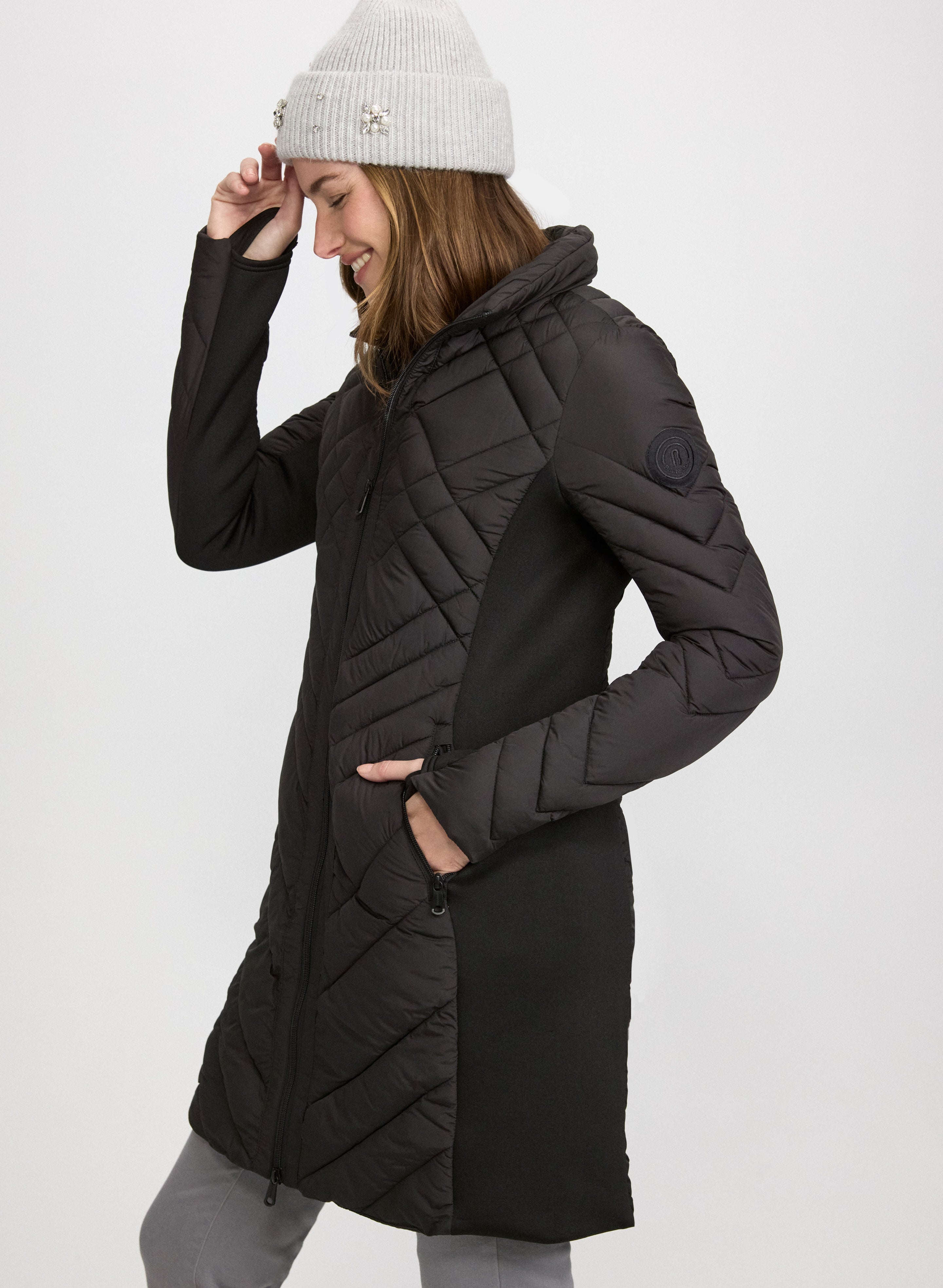 Bernardo - Quilted Scuba Detail Coat