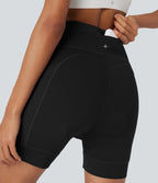 SpeedWaveTM High Waisted Contrast Mesh Quick Dry Cycling Chamois Padded Biker Shorts 5'' with Pockets
