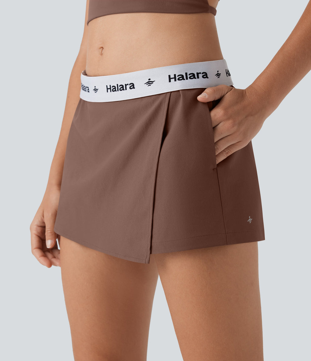 Water Repellent Mid Rise Foldover Twill Mini Tennis Skort with Pockets
