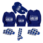 Christmas Family Matching Pajamas-Navy & White Plaid Pjs Set with "Christmas Crew Making Memories Together" Print