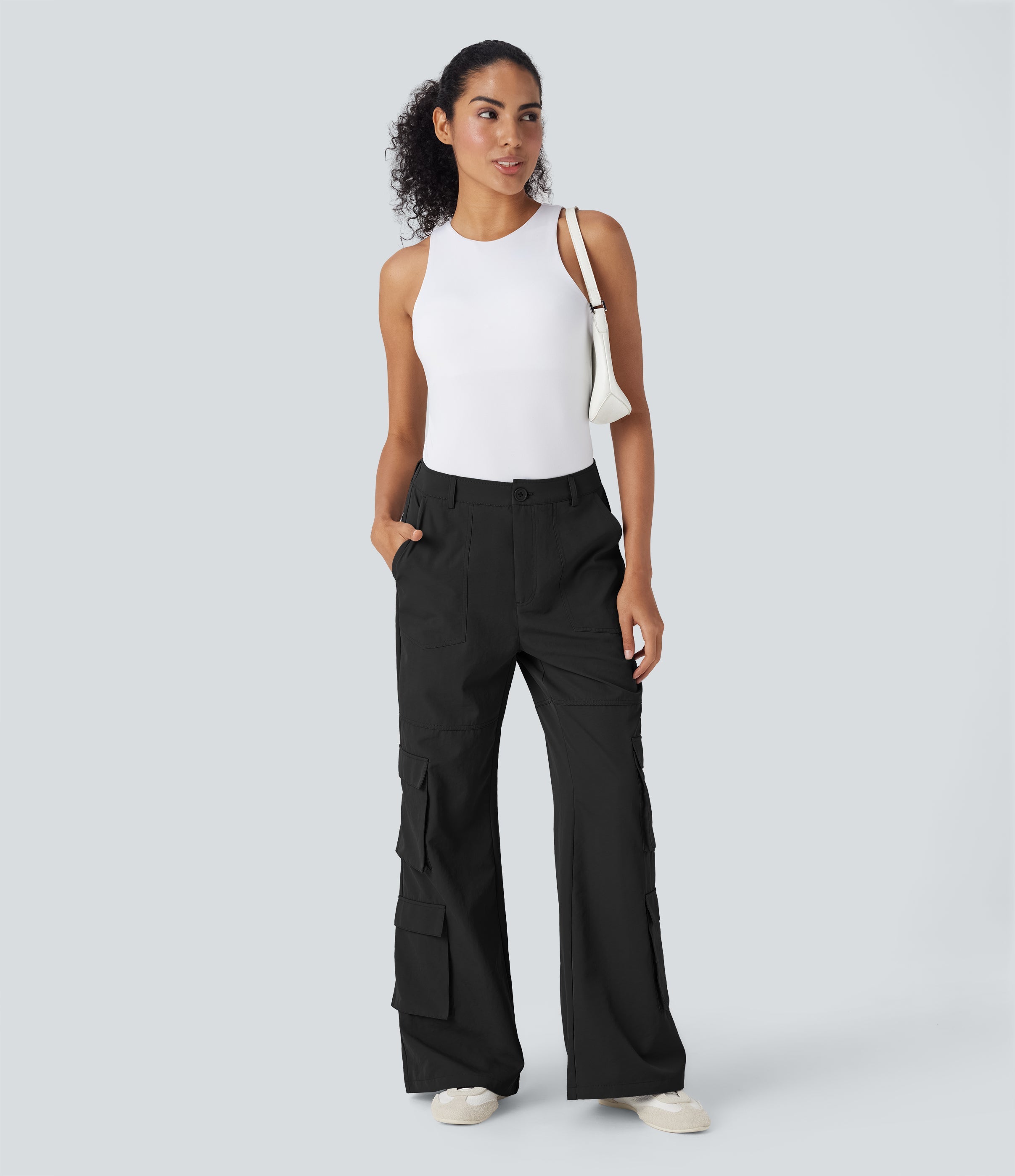 Mid Rise Casual Cargo Pants with Pockets
