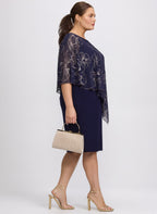 Metallic Floral Overlay Dress