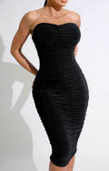Strapless Ruched Midi Dress